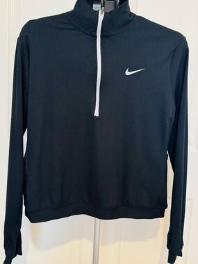 Nike Black Quarter-Zip Pullover with White Swoosh